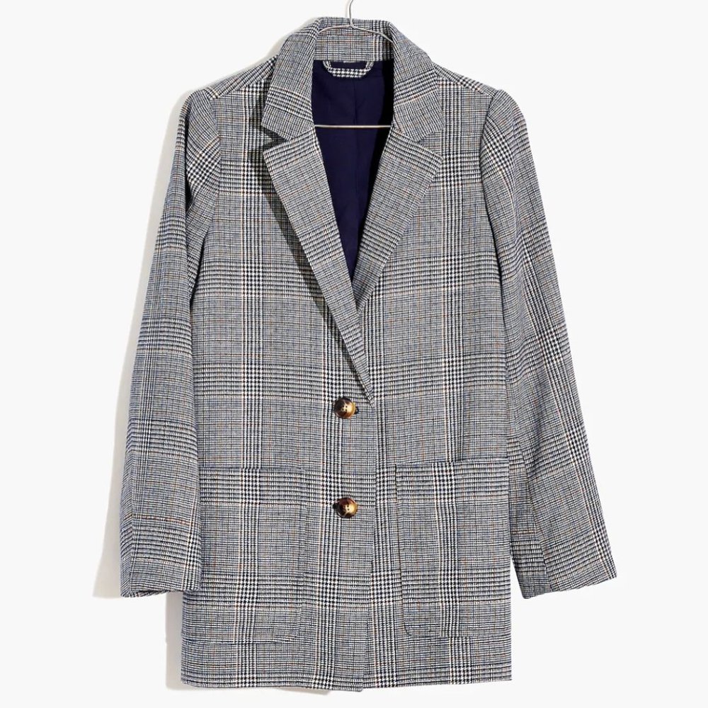 Madewell Dorset Blazer in Navy Glen Plaid (Size S)